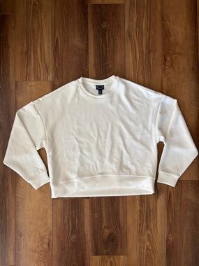 Scoop Women's Scubaknit Cropped Sweatshirt with drop sleeves “winter white”